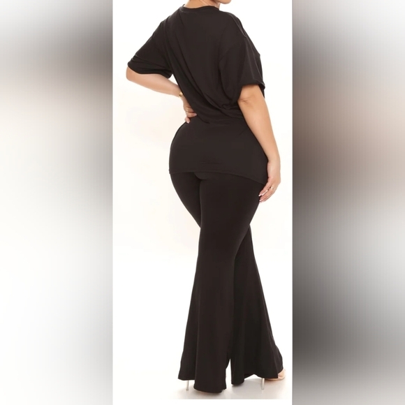 NWT Lounge set Black flare pants & black top, Missguided plus size 20 - Picture 11 of 13